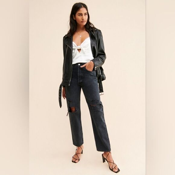 Agolde 90's Mid Rise Straight Leg Distressed Jeans In Vagabond Size 28 NWT - Picture 11 of 14